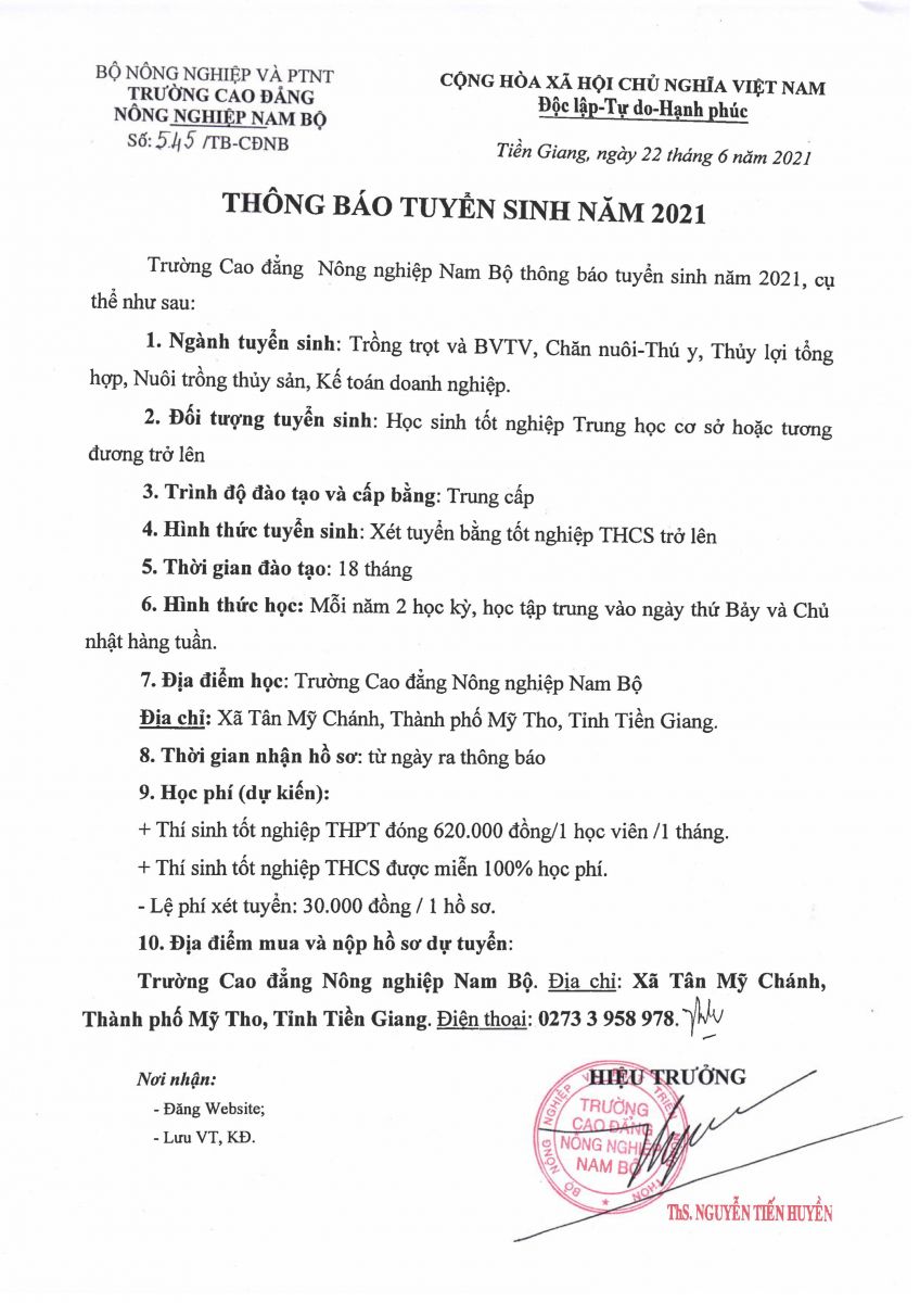Tuyển sinh Trung cấp